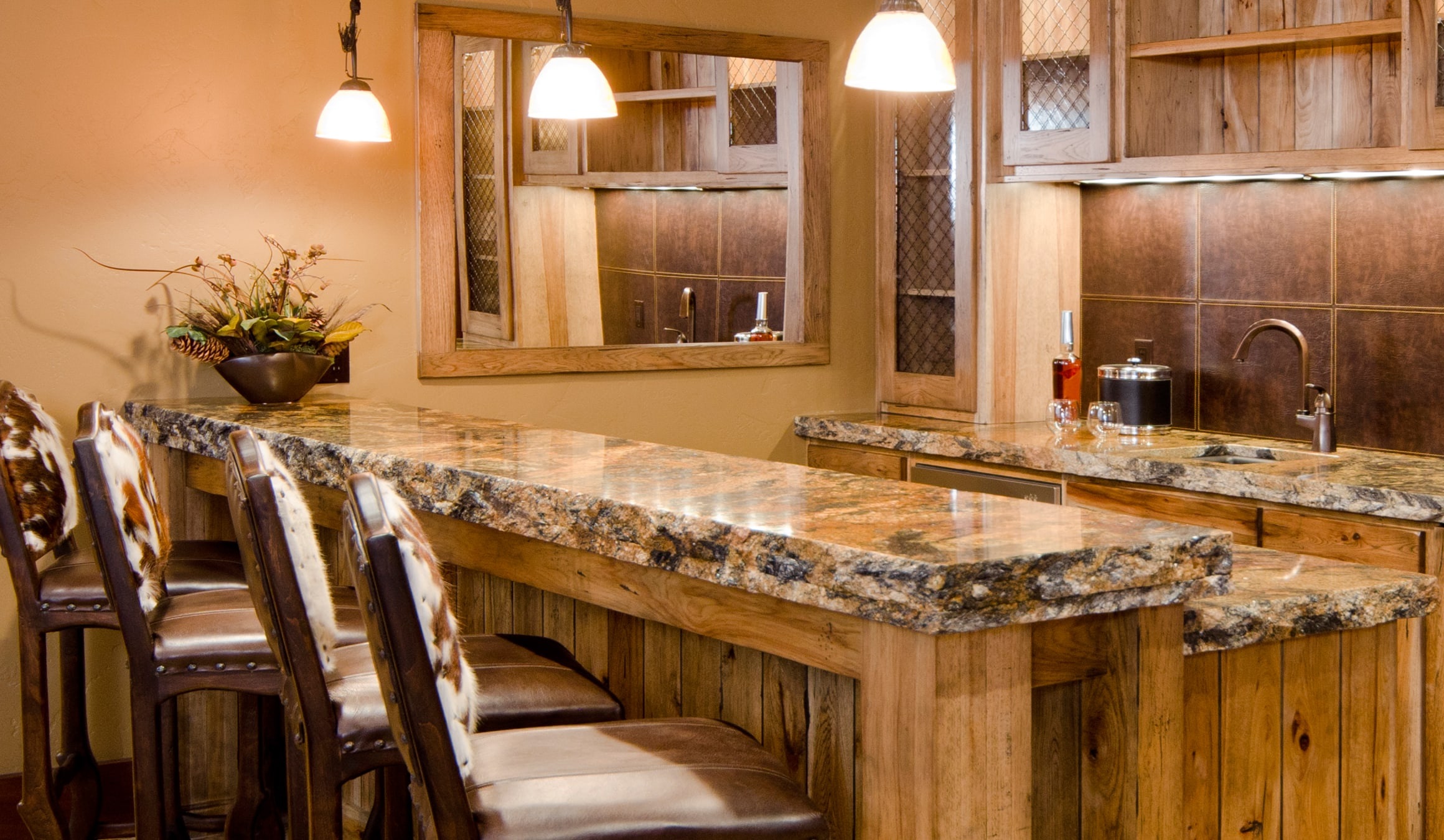 kitchen counter with bar top